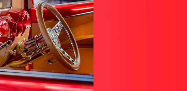 Banner de carro vintage clássico personalizado com espaço de cópia — Fotografia de Stock