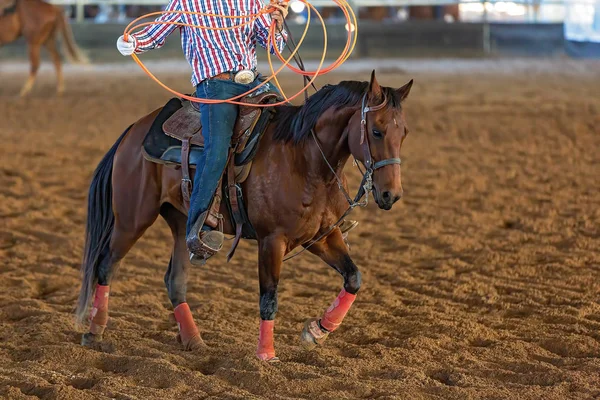 Bir taşra rodeosunda baldır halatı. — Stok fotoğraf