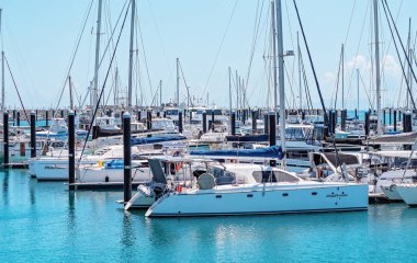 bir yat limanında demirlemiş yatlar