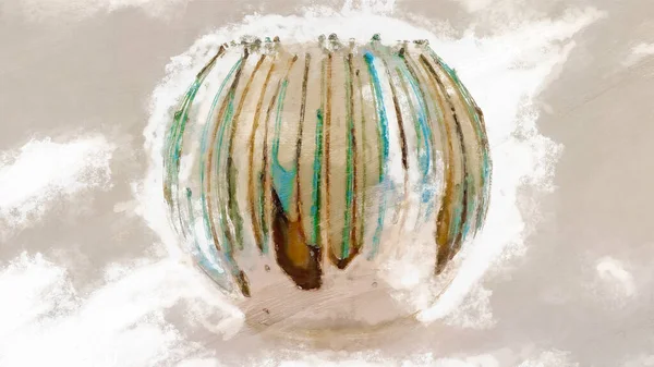 Cyfrowy Akwarelowy Obraz Barwnej Okrągłej Miski Wosku — Zdjęcie stockowe