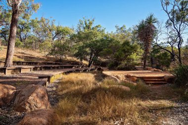 Volkanik bir milli parktaki Avustralya 'nın taşra turizm merkezindeki basit bir orman vampiri tiyatrosu.