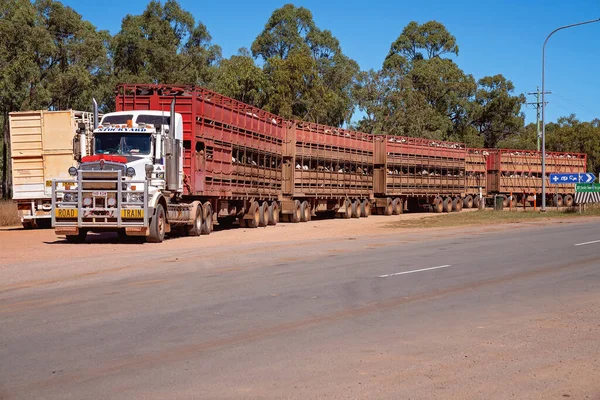 Townsville Undara Highway Queensland Ιούνιος 2020 Δύο Οδικά Τρένα Που — Φωτογραφία Αρχείου