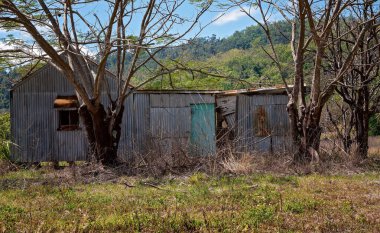 Ülkede terk edilmiş ve ıssız bir teneke ev.