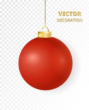 Noel top asılı. Mat parlak kırmızı metal önemsiz şey, tatil dekorasyon. 