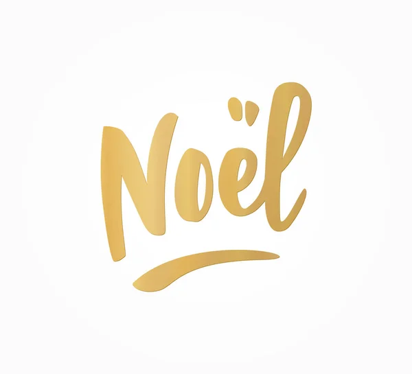 Noel disegnato a mano lettere d'oro isolate su bianco. Ottimo per etichette regalo di Natale ed etichette — Vettoriale Stock