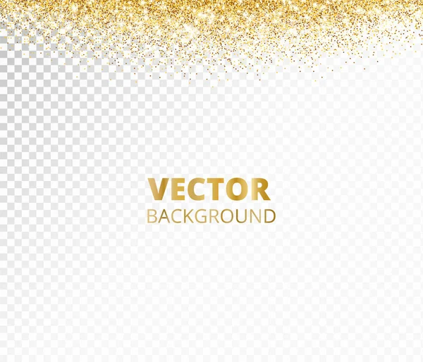 Sparkling glitter border, frame. Falling golden dust isolated on transparent background. Vector decoration. — Stock Vector