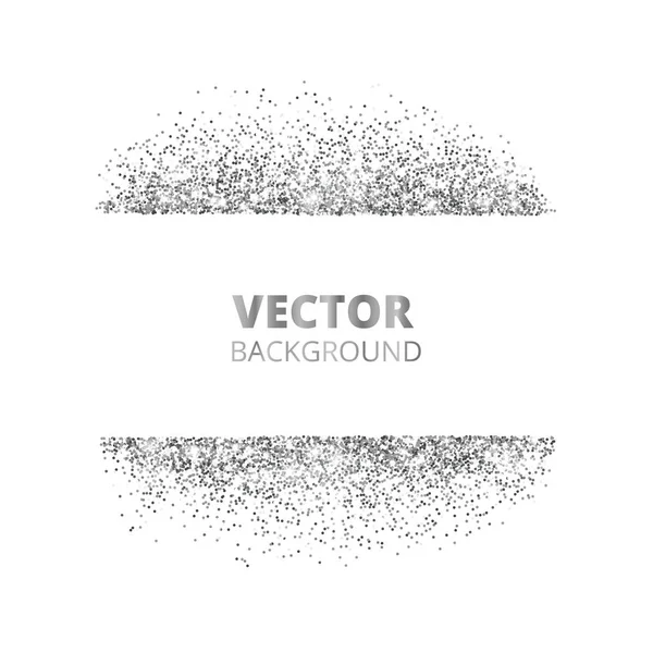 Csillogó glitter határ, a keret. Elszórtan ezüst por elszigetelt fehér background. Vektor csillogó dekoráció. — Stock Vector