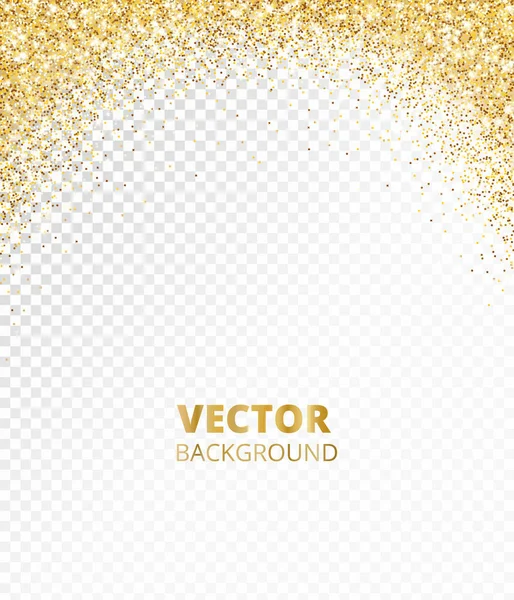 Borde brillante brillo, marco. Caída de polvo dorado aislado en transparente. Vector de oro brillante decoración . — Vector de stock