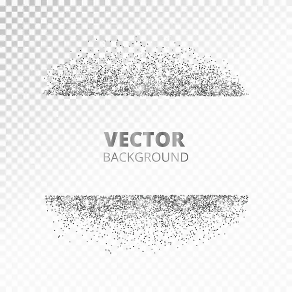 Sparkling glitter border, frame. Scattered silver dust isolated on transparent background. Vector glittering decoration. — Stock Vector