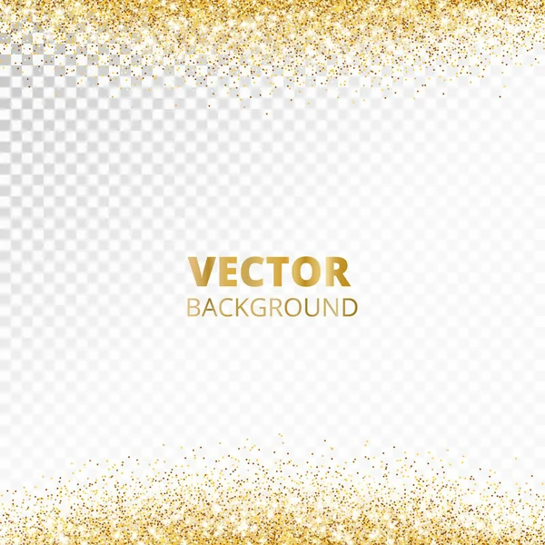 Sparkling glitter border, frame. Falling golden dust isolated on transparent background. Vector decoration. — Stock Vector