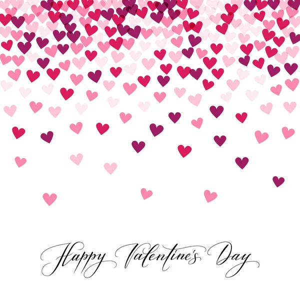 Фон з сердечками і Щасливий день Валентина рука написана б — стоковий вектор