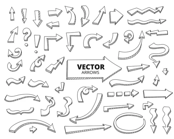 Kézzel rajzolt nyilak halmaza — Stock Vector