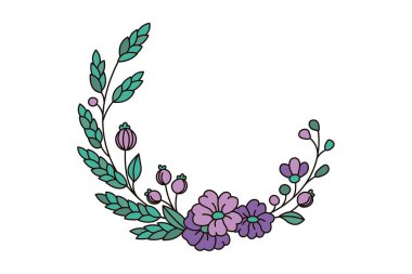 Çiçek çelenk çiçek vektör kontur menekşe