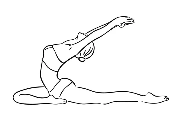 Yoga Pose Kvinna Vecor Hand Dras — Stock vektor