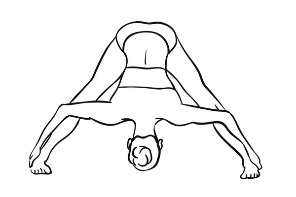 Pose Yoga Wanita Vecor Tangan Digambar - Stok Vektor
