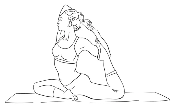 Yoga Poz Kadın Vecor Elle Çizilmiş — Stok Vektör