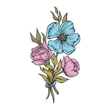 buket çiçek vektör dekoratif süs yaprakları