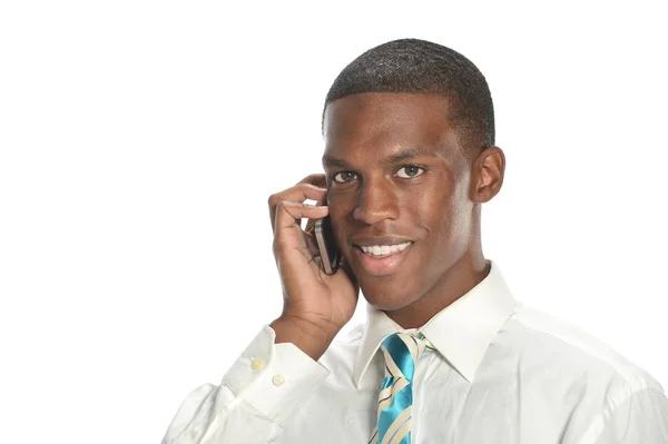 Молодой бизнесмен на телефоне — стоковое фото