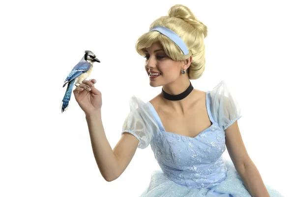 Cinderella houden van een vogel — Stockfoto