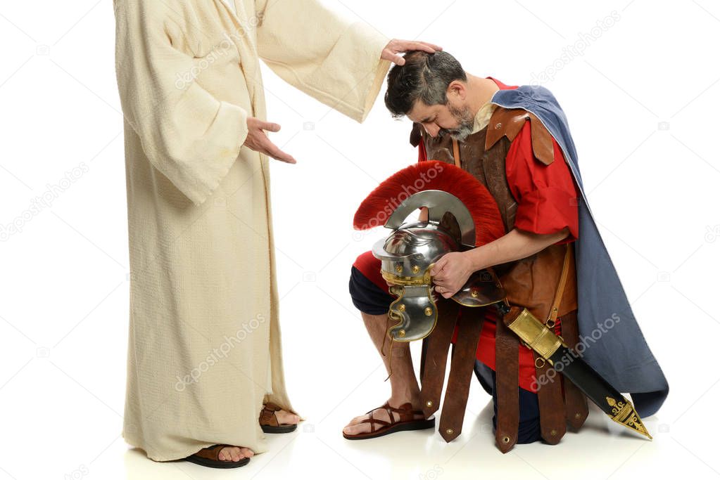 Portait of Jesus praying for roman soldier