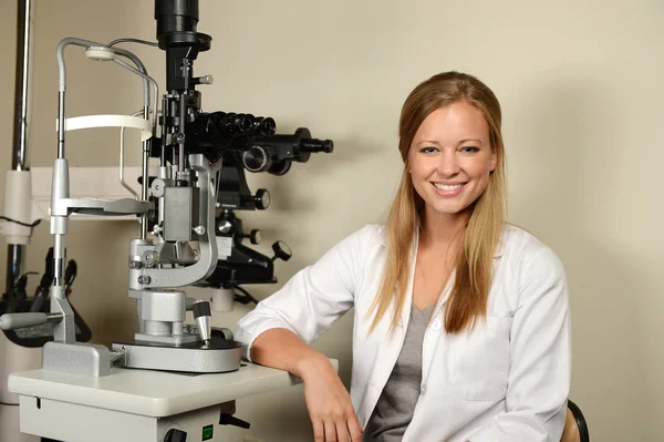 Young Eye Doctor in her office — Stock Photo, Image