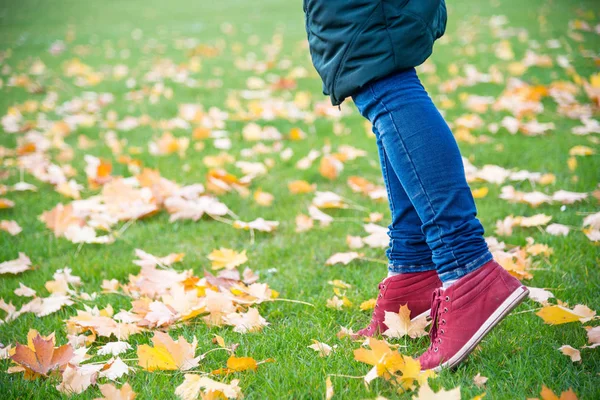 Sonbahar yaprakları yürüyüş ayak ayakkabı