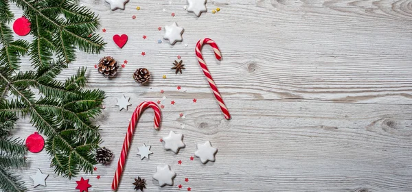 Fond de Noël sur le bureau en bois — Photo