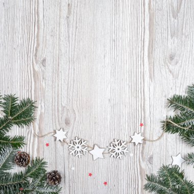 Ahşap masa üzerinde Noel arka plan