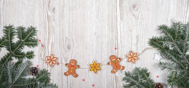 Ahşap masa üzerinde Noel arka plan