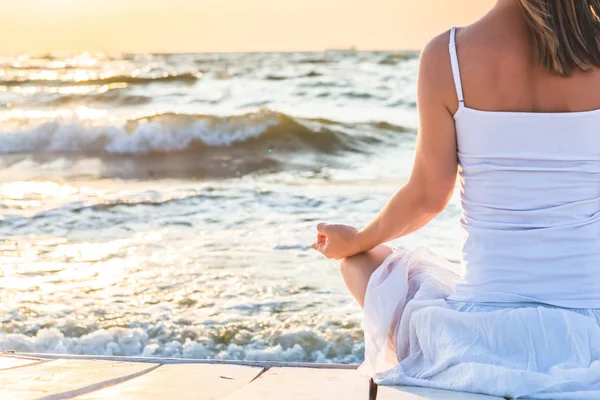 Gelassenheit Und Yoga Meer Sonnenaufgang — Stockfoto