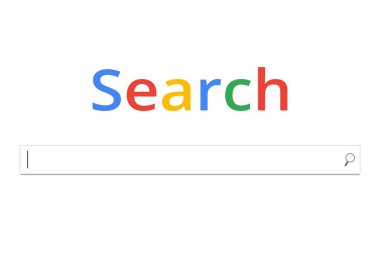 Web arama motoru arayüzü odaklı boş metin kutusu ve büyüteç simgesi olan