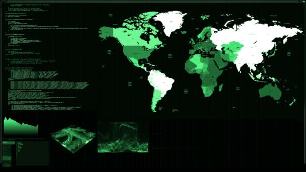 Futurystyczny Interfejs Cyfrowy Ekran Przesyłanie Strumieniowe Miga Interfejs Komputera Mapy — Wideo stockowe