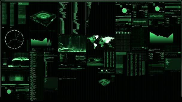 Pantalla Interfaz Digital Futurista Interfaz Computadora Transmisión Parpadeo Con Mapa — Vídeo de stock