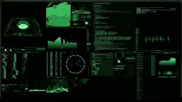 Pantalla Interfaz Digital Futurista Interfaz Computadora Transmisión Parpadeo Con Mapa — Vídeo de stock