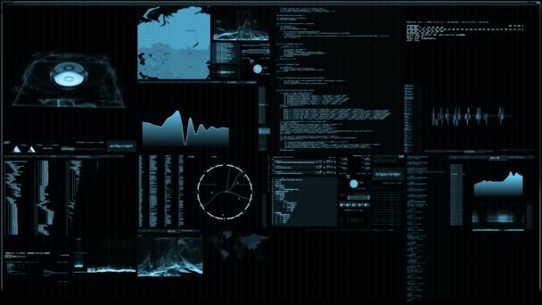 Pantalla Interfaz Digital Futurista Interfaz Ordenador Streaming Intermitente Con Mapa — Vídeo de stock