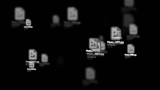 Flytrough Armazenamento Arquivos Virtual Futurista Arquivos Aparecem Preto Dissolução Fora — Vídeo de Stock
