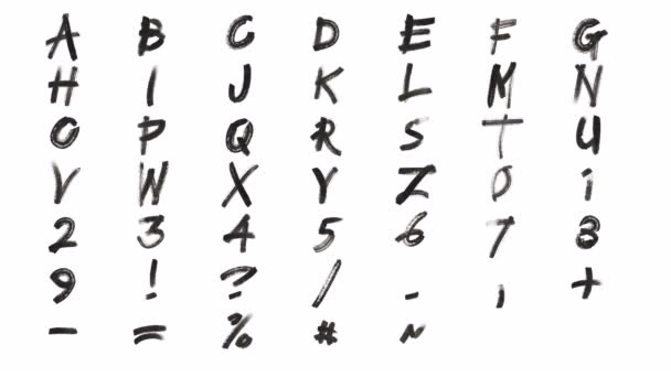 Alfabeto Henddrawn Cartas Desenhadas Com Pinceladas Pretas Tipo Pincel — Vídeo de Stock