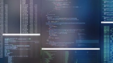 Ruung uygulamalar, hareketli kod listeleri, finansal veri sekmeleri güncelleştirme komutları, fütüristik kontrol paneli. Akan windows komutları ve kod woth nötr renkler yanıp sönen ile. Hacker konsol.