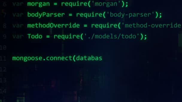 Zelená Kód Editoru Rozhraní Programovací Software Obrazovka Zvýrazňování Syntaxe Kód — Stock video