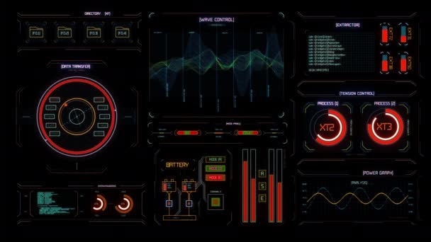 Futuristische Benutzeroberfläche Hud Zielelement Der Spielkontrolle Technologischer Neondigitaler Hintergrund Zukünftiger — Stockvideo