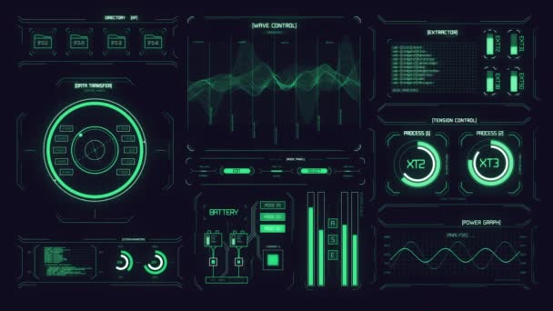 사용자 인터페이스 Hud 컨트롤 기술적 디지털 미래의 레이더 지표와 상태는 — 비디오