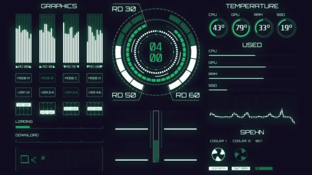 Fütürist Arayüz Dijital Ekran Ultra Detaylı Soyut Dijital Arkaplan Komuta — Stok video