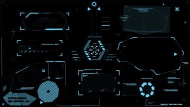 Fütürist arayüz / Dijital ekran / Ultra detaylı soyut dijital arkaplan. Göstergeler ve statüler yanıp sönüyor. Komuta merkezinin çalışması, büyük verileri işlemek, makine derin öğrenme, veri analizi. Sürünme hattı, kalp. Siyah Ekran