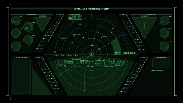 Futurystyczny Radar Interfejs Ekran Cyfrowy Ultra Szczegółowe Abstrakcyjne Tło Cyfrowe — Wideo stockowe