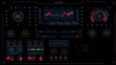 Veri işleme, iş grafikleri ve istatistiklerinin animasyonuyla gelecek arayüzü. Teknoloji Arayüzü. Ultra Detaylı Dijital Veri Ekranı.