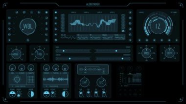 Veri işleme, iş grafikleri ve istatistiklerinin animasyonuyla gelecek arayüzü. Teknoloji Arayüzü. Ultra Detaylı Dijital Veri Ekranı.