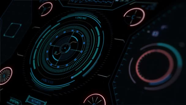 Інтерфейс Hud Кола Багатокольорова Перспектива Tech Futuristic Display Кнопка Голограма — стокове відео