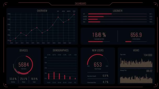 Червоний Футуристичний Інтерфейс Користувача Hud Інфографічними Елементами Ультра Детальне Абстрактне — стокове відео