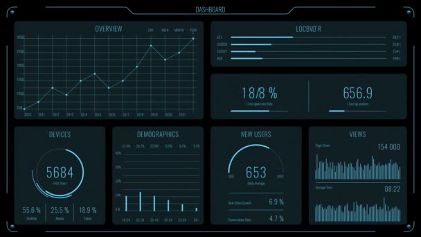 Interfaz Usuario Futurista Con Hud Elementos Infográficos Fondo Digital Abstracto — Vídeo de stock