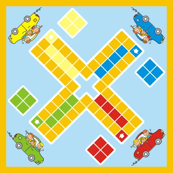 Ludo Jeu Avec Voiture Enfants Illustration Vectorielle — Image vectorielle